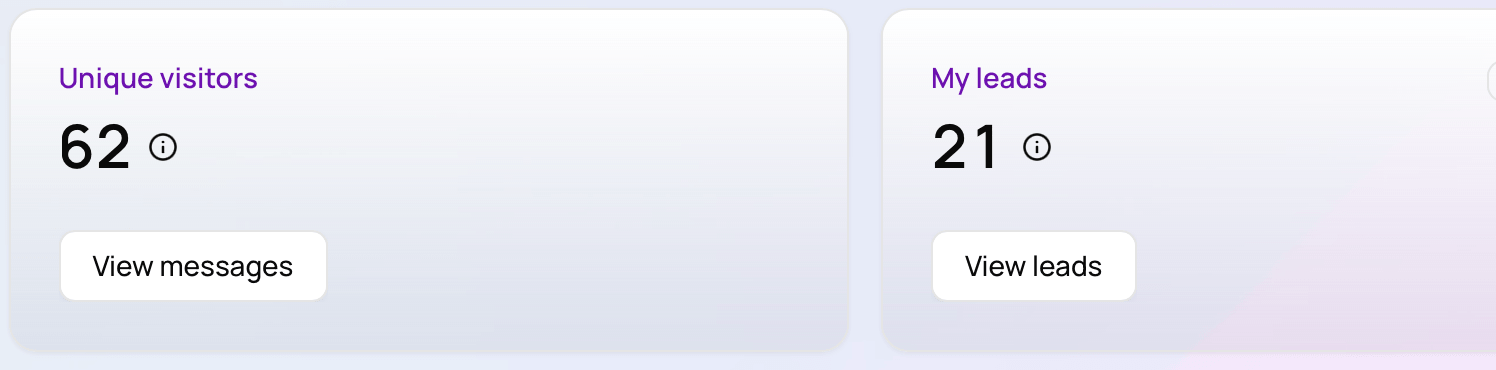 Chat AgentX dashboard — visitor and lead tracking